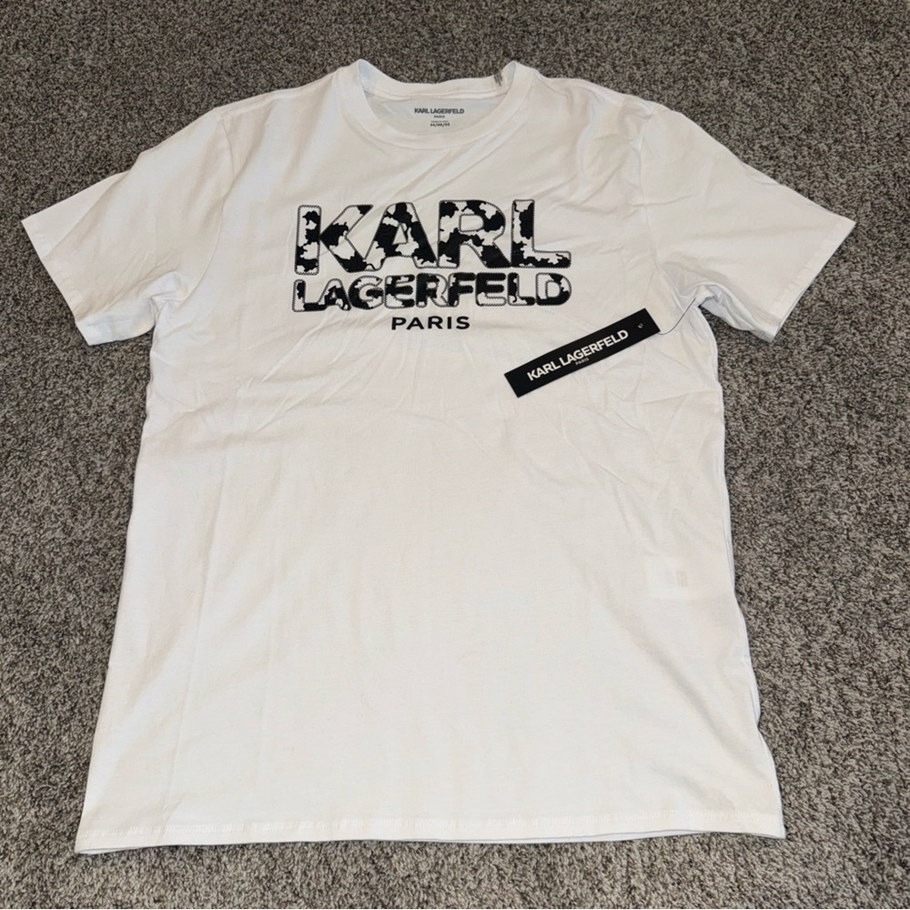 Karl Lagerfeld White Graphic Tee for Men
